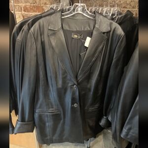 nwt Susan Bender X Heather Dubrow Oversized Classic Black Leather Jacket